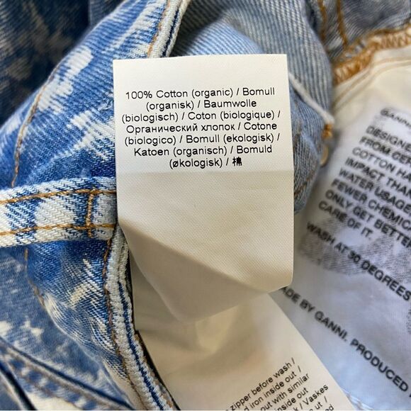 Ganni Betzy Blue Jeans Bleached Wide Leg High Waist Flare Size 24 - Picture 12 of 14